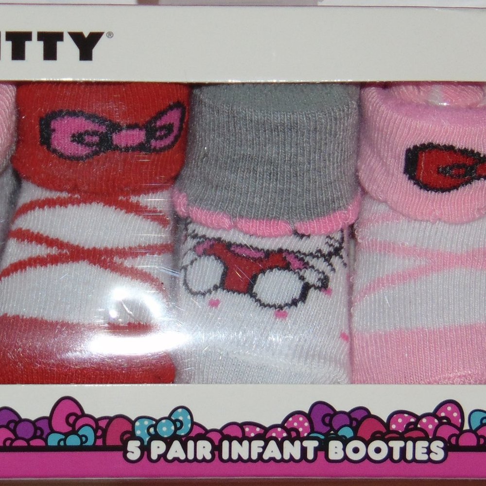 Hello Kitty Infant Booties5 pairs Pink Grey